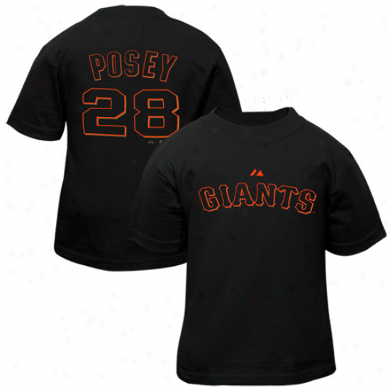 Majesgic San Francisco Giants #28 Buster Posey Toddler Black Player T-shirt