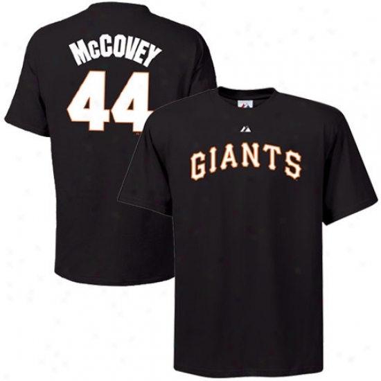 August San Francisco Giants #44 Willie Mccovey Black Cooperstown Player T-shirt