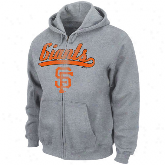 Majestic San Francisco Giants Ash Big Club Full Zip Hoody Sweatshirt