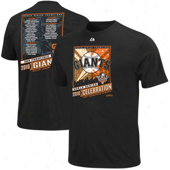 Majestic San Francisco Giants Black 2010 World Series Champions The Finest Roster T-shirt