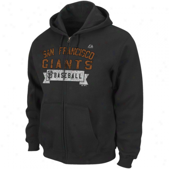 Majestic San Francisco Giants Black Arch ClassicF ull Zip Hoodie Sweatshirt