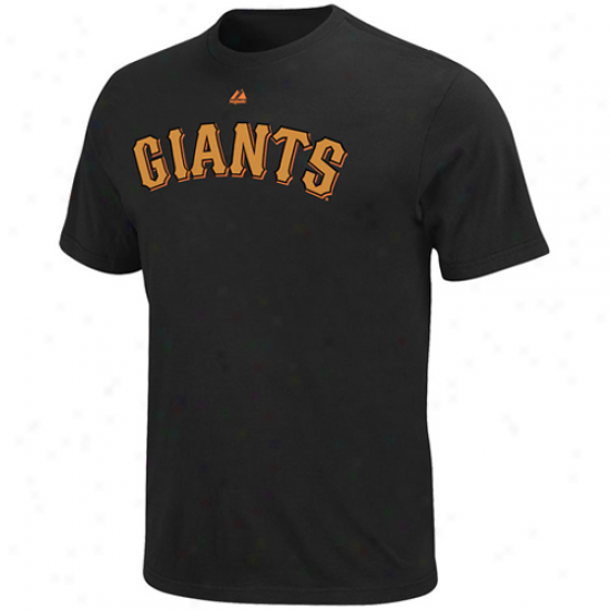 Majestic San Francisco Giants Commemorative Gold Program Wordmark T-shirt - Black