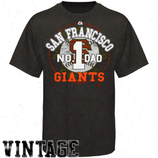 Majestic San Francisco Gians Dad's Momentous Pride Vintage Heathered T-shirt-charcoal