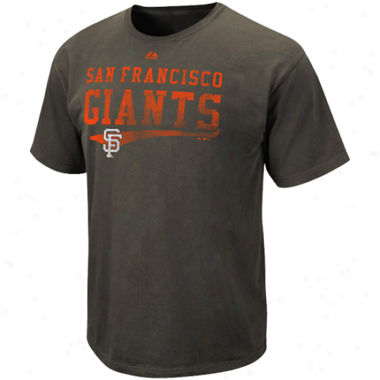 Majestic San Francisco Giants Empty Bulloen Pigment Dyed T-shirt - Charcoal