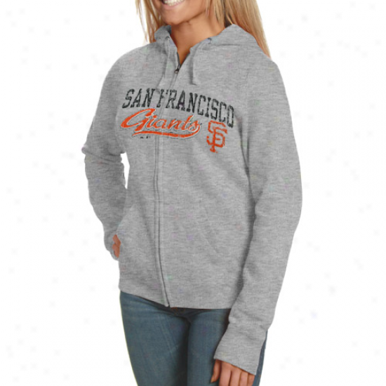 Majestic San Francisco Giants Ladies Beauty Full Zip Hoodie - Ash