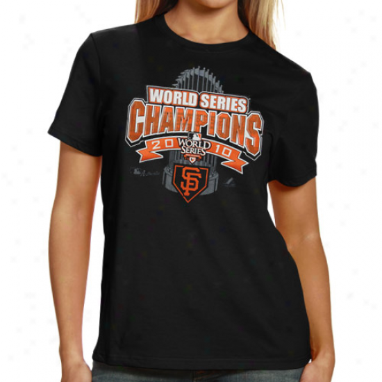 Majestic San Francisco Giants Ladies Murky 2010 Wotld Series Champions Authoritative Locker Place T-shirt
