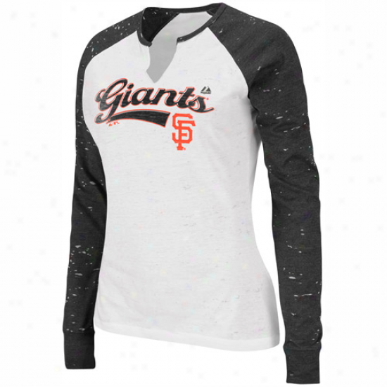 Majestic San Francisco Giants Ladies League Special Long Sleeve T-shirrt - White-charcoal