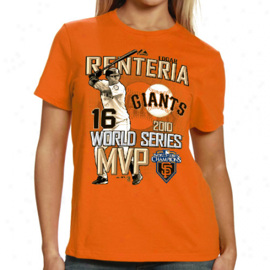 Majestic San Francisco Giants Ladies Orange 2010 World Series Mvp Edgar Renteria T-shirt