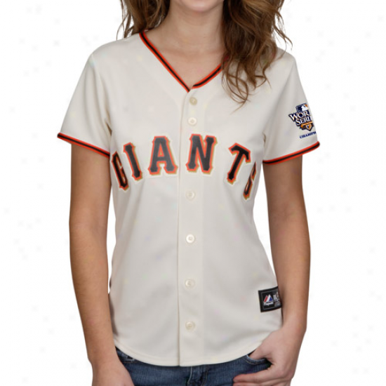 Majestic San Francisco Giants Women's 2010 World Series Champions Jersey-natural