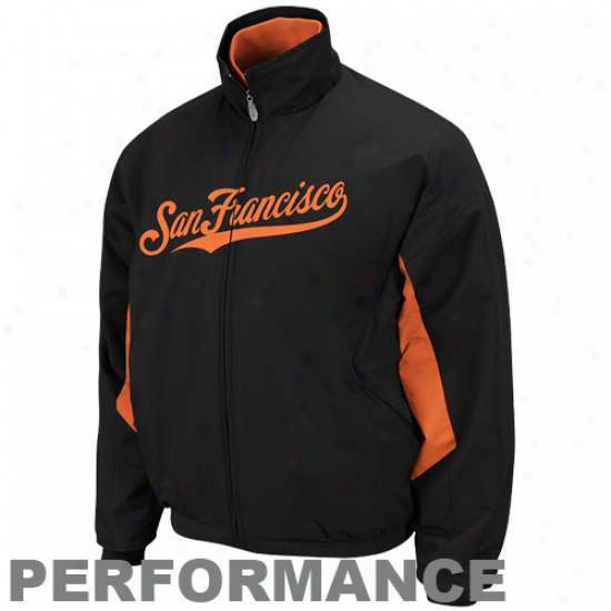 Majestic San Francisco Giants Youth Black-orange Therma Base Triple Peak Premier Performance Full Zip Jacket