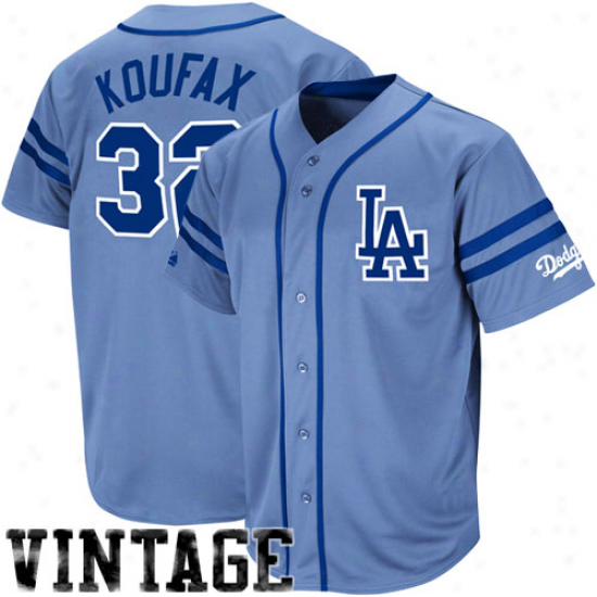 Majestic Sandy Koufax L.a. Dodgers Throwback Heater Jersey  -Light Blue