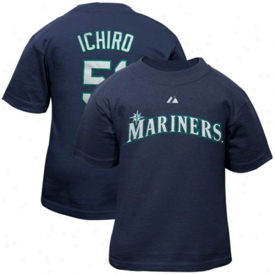 Majestic Seattle Mariners #51 Ichiro Suzuki Infant Ships Blue Player T-shirt