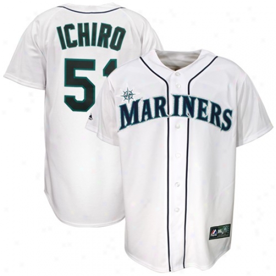 Majestic Seattle Mariners #51 Ichiro Suzuki White Replica Baseball Jersey