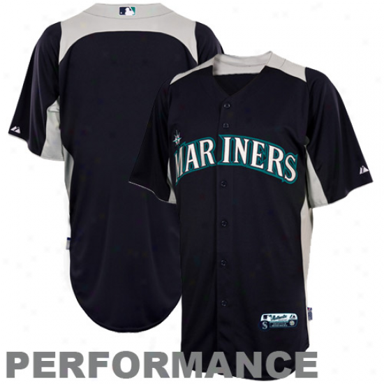 Majestic Seattle Mariners Batting Practice Performance Jersey - Navy Melancholy