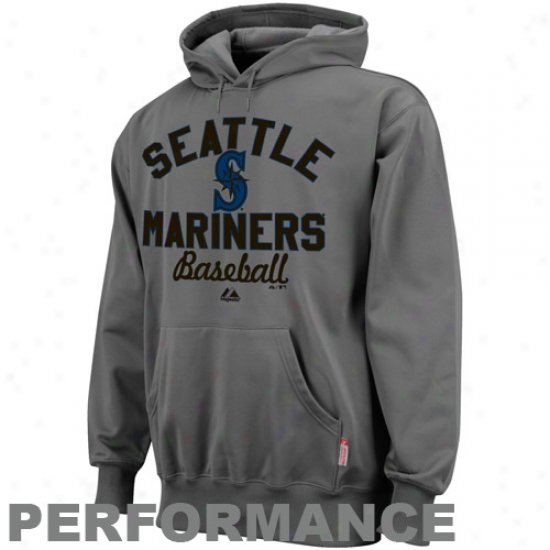 Majestic Seattle Mariners Charcoal Sharp Game Performsnce Pullover Hoodie Sweatshirt