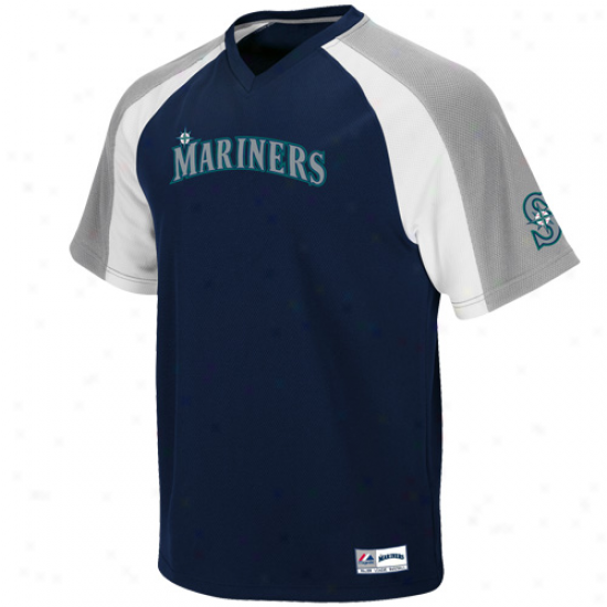 Majestic Seattle Mariners Crusader Pullover Jersey - Navy Blue