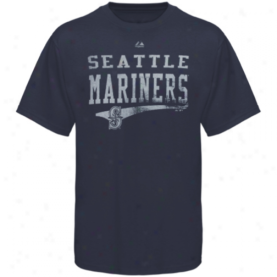 Majestic Seattle Mariners Empty Bullpen Pigment Dyed T-shirt - Navy Blue