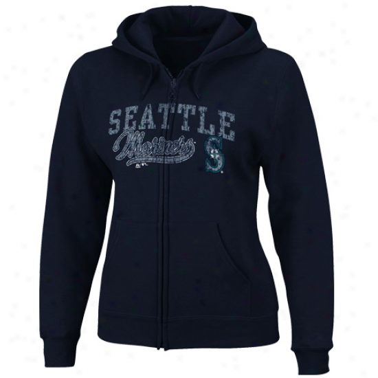 Majestic Seattle Mariners Ladies Navy Blue Bezuty Entire extent Zip Hoody