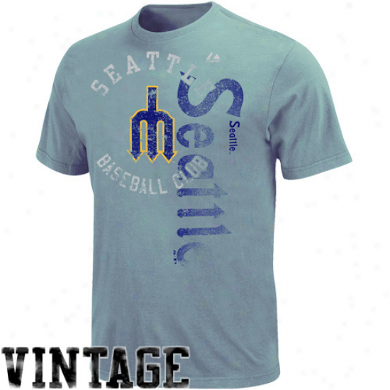 Majestic S3attle Mariners Robust Rookje Vintage T-shirt - Light Blue