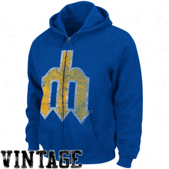 Majestic Seattle Mariners Royal Azure uBilt Tough Cooperstown Full Zip Hoody Sweatshirt