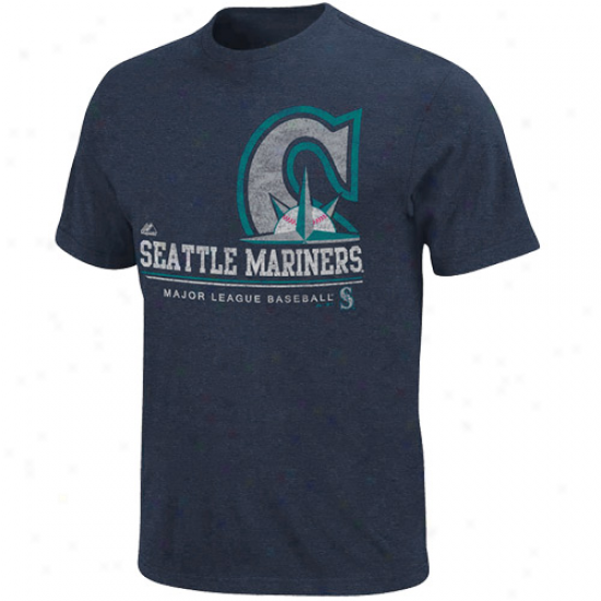 Majestic Seattle Mariners Submariner Heathered T-shirt - Navy Blue