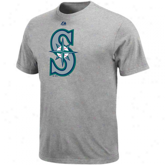 Majestic Seattle Mariners Youth Ash Gentle Density Official Logo T-shirt