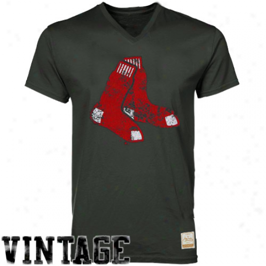 Majestic Select Boston Red Sox Charcoal Offical Logo Premium V-neck T-shirt