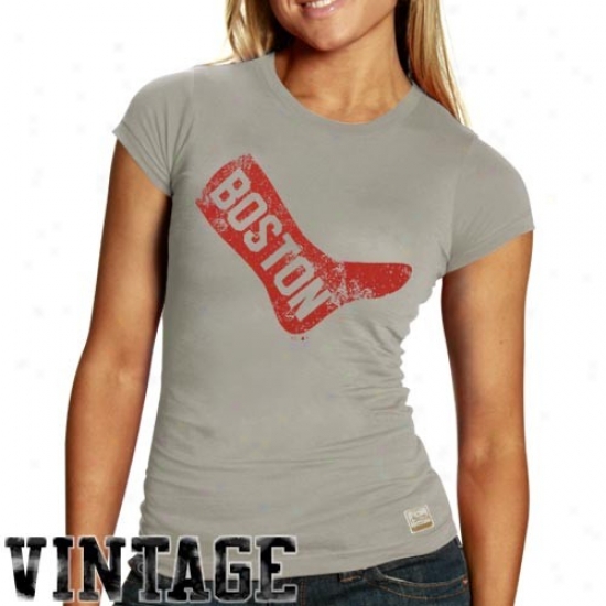 Majestic Select Boston Red Sox  Ladies Ash Vintage Paramount Rate above par T-shirt