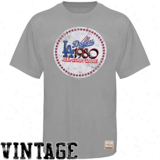 Majestic Select L.a. Dodgsrs Ash 1980 All-star Game Commemorative Vingage Premium T-shirt