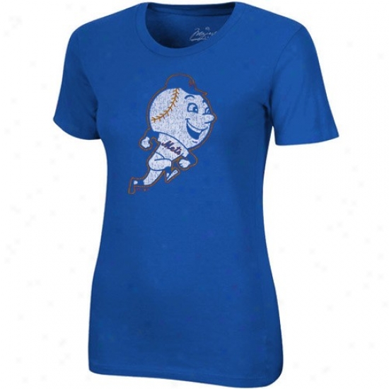 Majestic Select New York Mets Ladies Royal Blue Official Logo Single Rate above par T-shirt