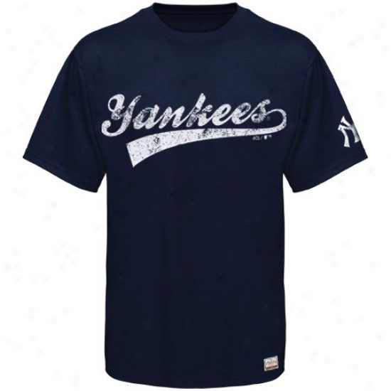 Maueestic Select New York Yankees Navy Blue Vintage Paramount Premium T-shirt