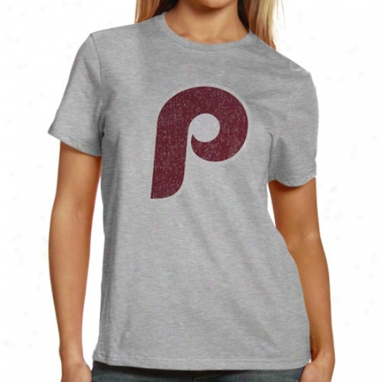 Majestic Select Philadelphia Phillies Ladies Ash Official Logo Single Annual rate  T-shirt