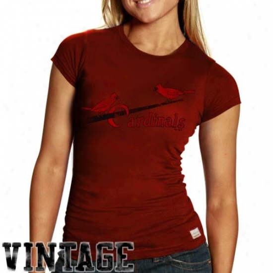 Majestic Select St. Louis Cardinals Ladies Red Vintage Paramount Premium T-shirt