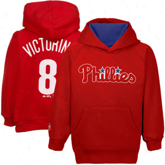 Majesstic Shane Victorino Philadelphia Phillies #8 Toddler Red Player Pullover Hoodie Sweatshirt