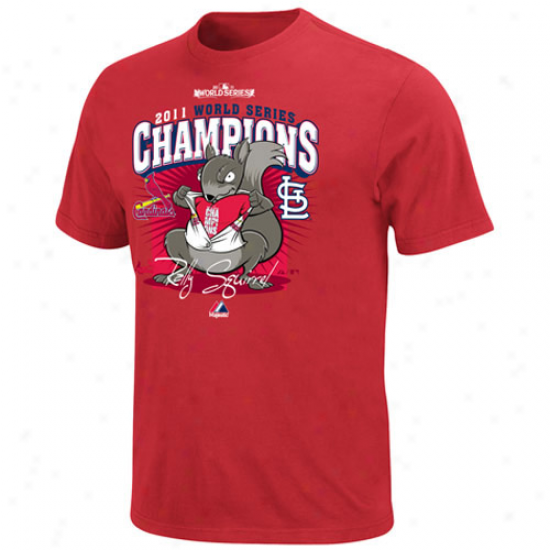 Majestic St. Louis Cardinals 2011 World Series Champions Rally Squirrel T-shirt - Red