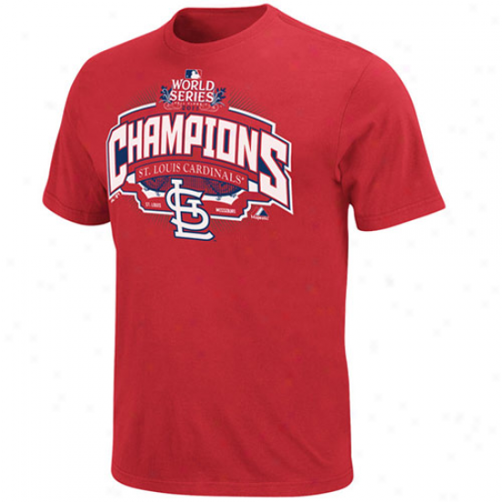 Majestic St Louis Cardinals 2011 World Series Champions Lead Off T-shirt - Red