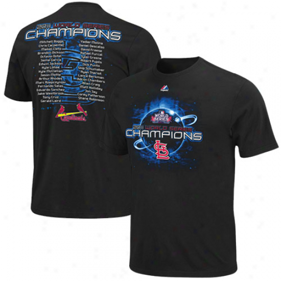 Majestic St. Louis Cardinals 2011 World Series Champions Clean Up Hitter Roster T-shirt - Black