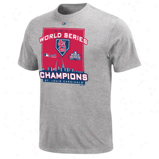 Majestic St. Louis Cardinals 2011 Word Series Champions Clubhouse Locker Roo T-shirt - Ash