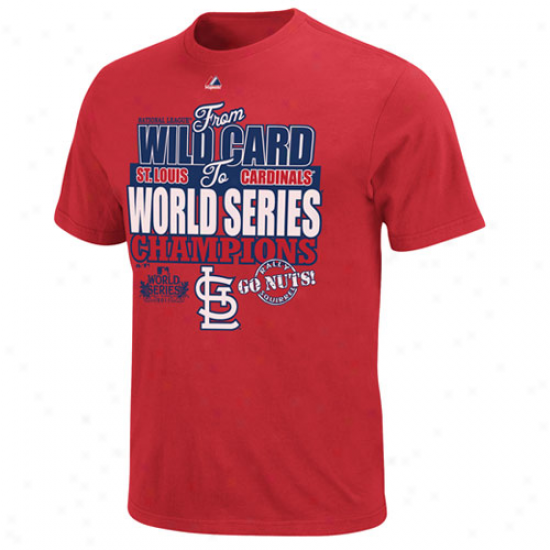 Majestic St. Louis Cardinals 2011 World Series Champions Wild Card To Worid Series T-shirt - Red