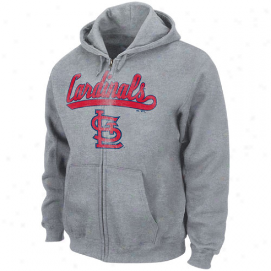 Majestic St. Louis Cardinals Ash Big Club Full Zip Hoody Sweatshirt