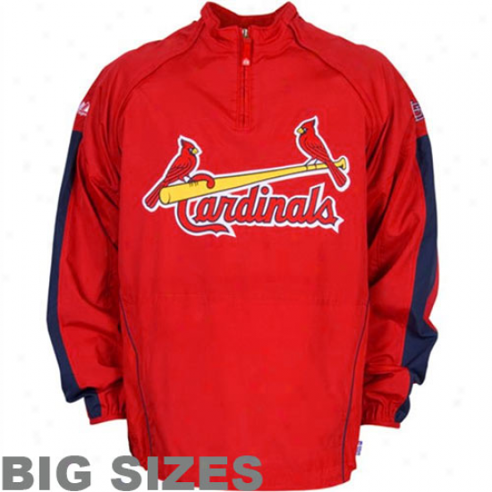 Majestic St. Louis Cardinals Big Sizes Red Impudent Base Gamer Quarter-zip Performance Jacket