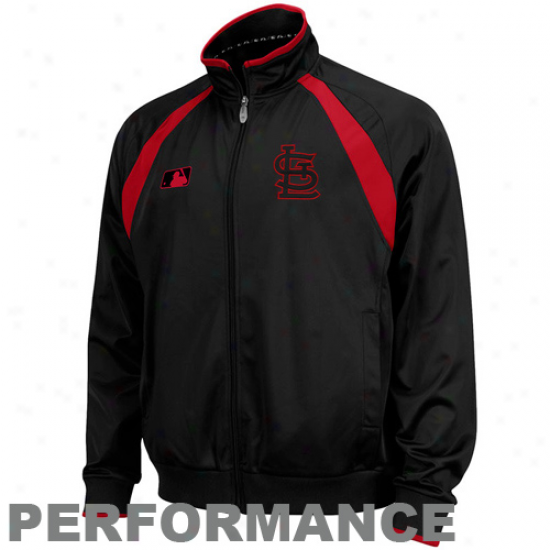 Majestic St. Louis Cardinals Black Therma Base Full Zip Performance Footprint Jacket