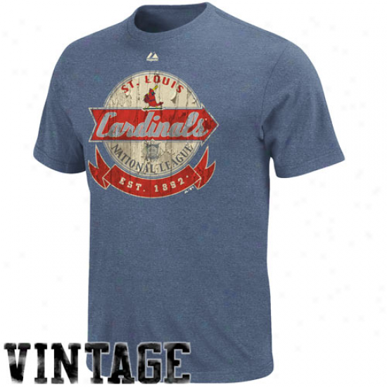 Majestic St. Louis Cardinals Classic Retro Vintage Heathered T-shirt  - Light Blue