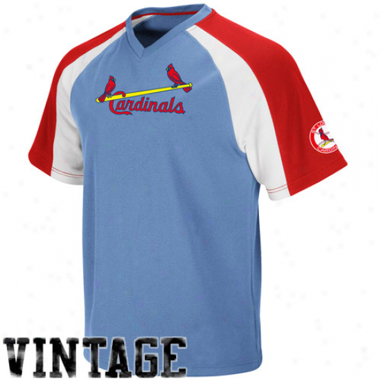 Majestic St. Louis Cardinals Crusader Cooperstown Pullover Jersey - Light Blue-red