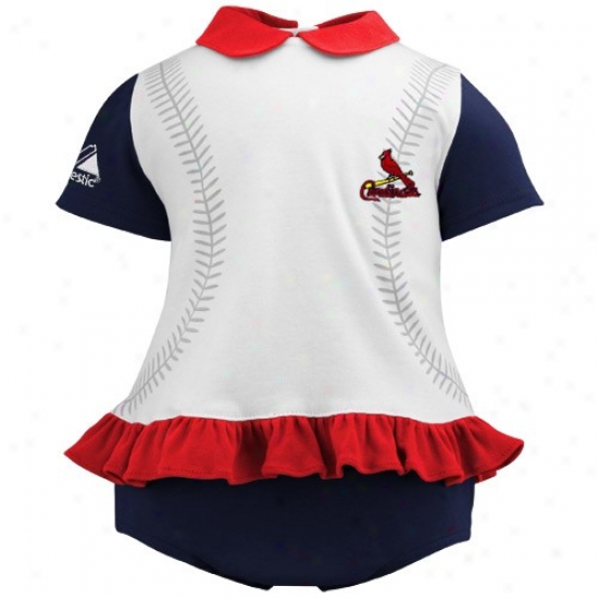 Majestic St. Louis Cardinals Babe Girls Navy Blue-white Ruffle Top & Bloomer Set