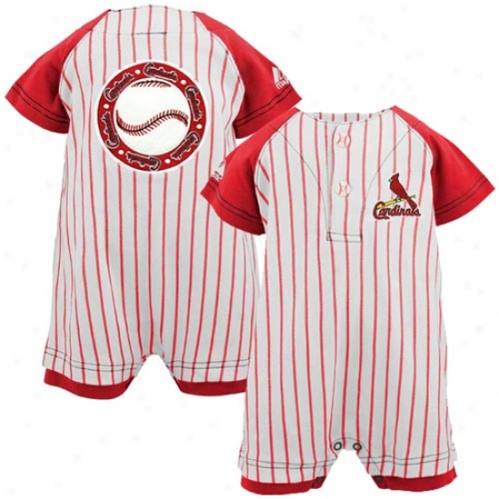 Majestic St. Louis Cadrinals Infant White-red Pinstripe Romper