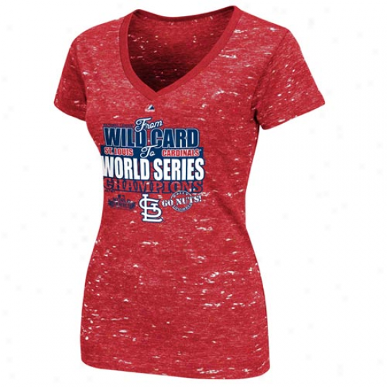 Majestic St. Louis Cardinals Ladies 2011 World Series Champions Wild Card To World Series Premium T-shirt - Ref