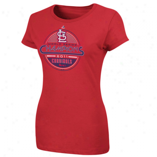 Majestic St. Louis Cardinals Ladies 2011 World Series Champions Pure Hitter T-shirt - Red