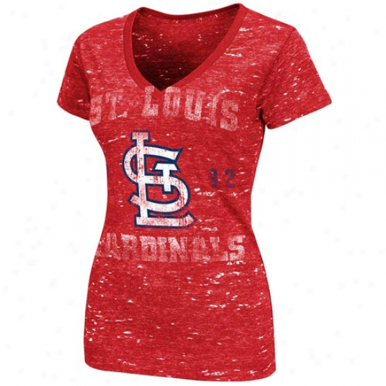 Majestic St. Louis Cardinals Ladies Principal Sapphire Premium V-neck Heathered T-shirt