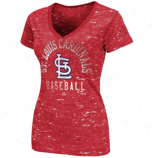 Majestic St. Louis Cardinals Ladies Play Call Premium V-neck T-shirt - Red